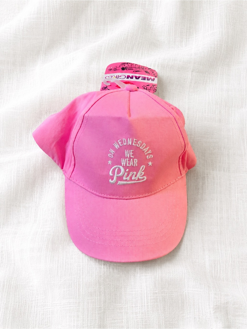 Girls' Pink Baseball Cap with 'On Wednesdays We Wear Pink' Embroidery